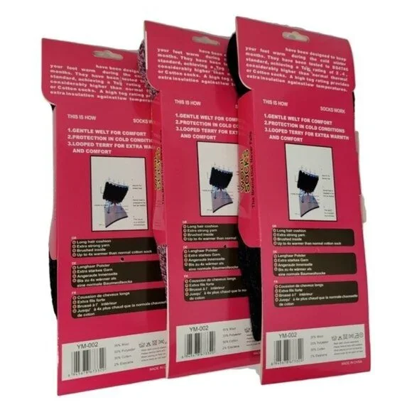 3 x Women Lamb Wool Socks, Heavy Duty Warm Boots Crew Sock Marled Pattern NEW - Picture 2 of 3